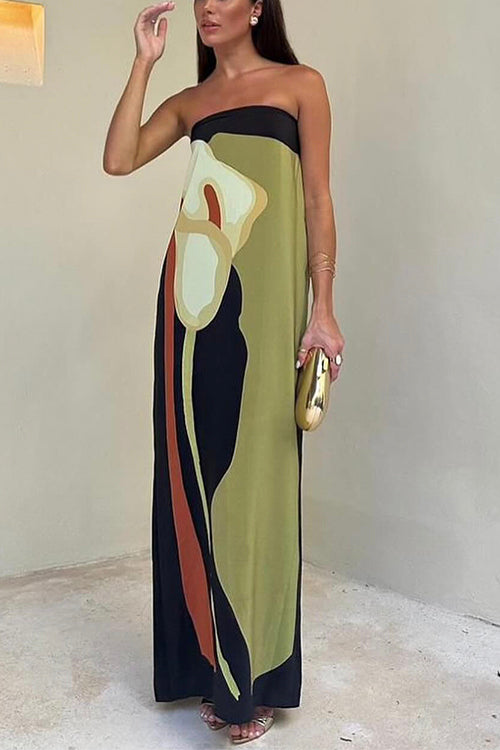 Chiara - Abstract Strapless Maxi Dress
