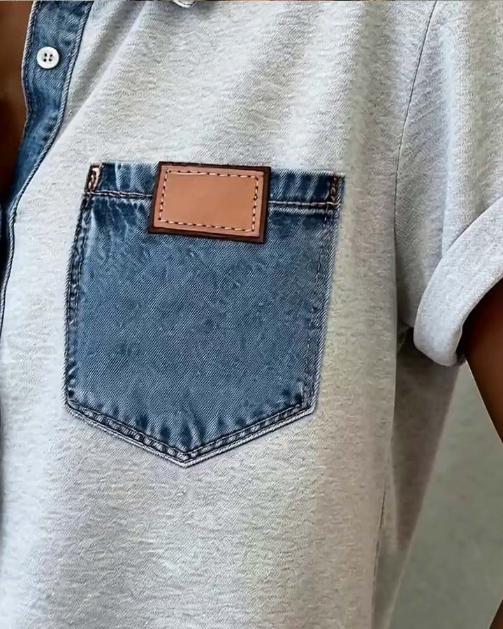 Zyvessa™ | Denim Patchwork Shirt