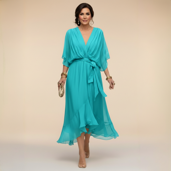 Sarah | Sandra V-Neck Chiffon Dress