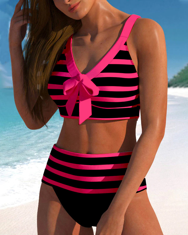 Lula - Striped High-Cut Bikini