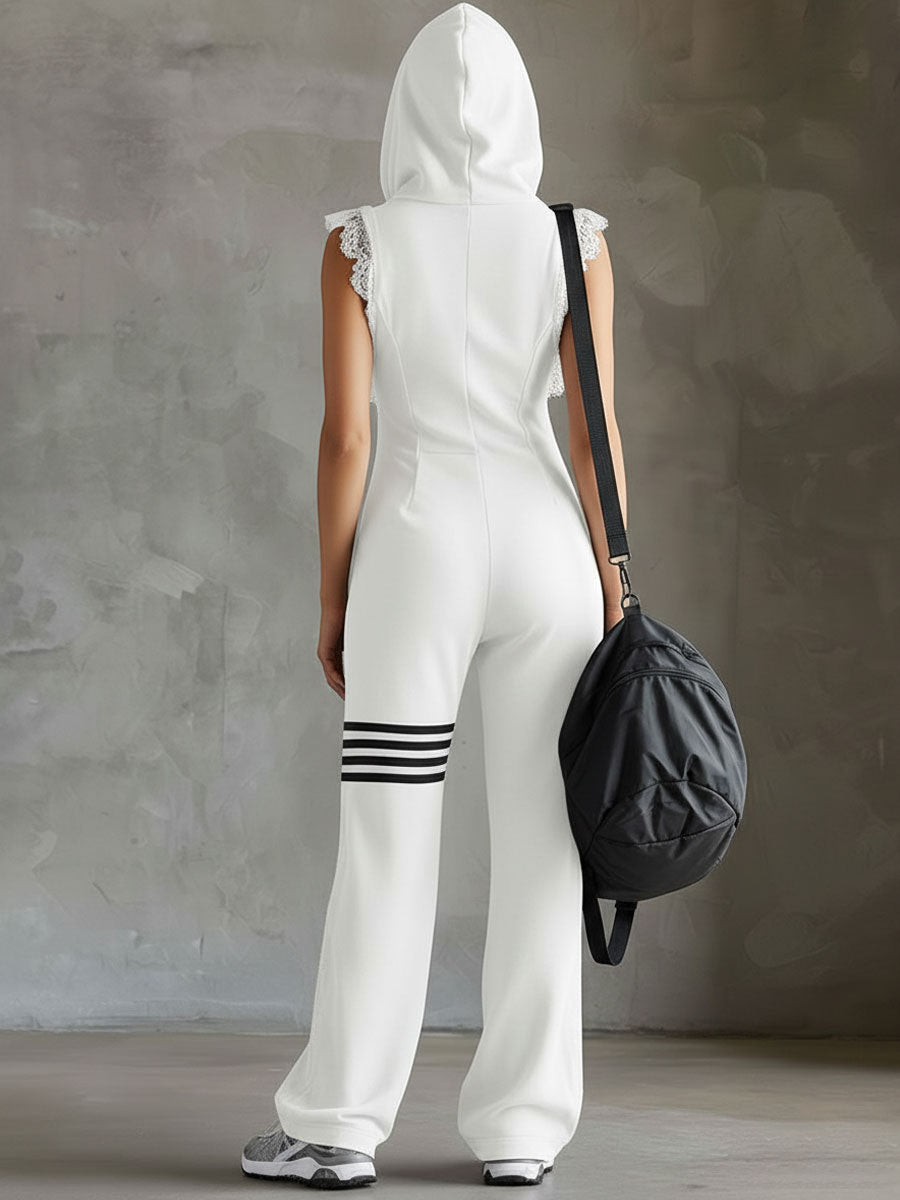 Daniela | Vintage-Inspired Sporty Jumpsuit with Hood and Stripes