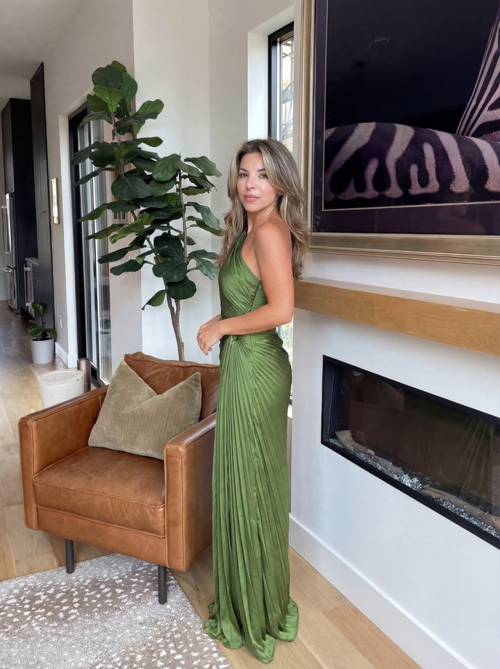 Aurelia – Asymmetrical Pleated One-Shoulder Dress