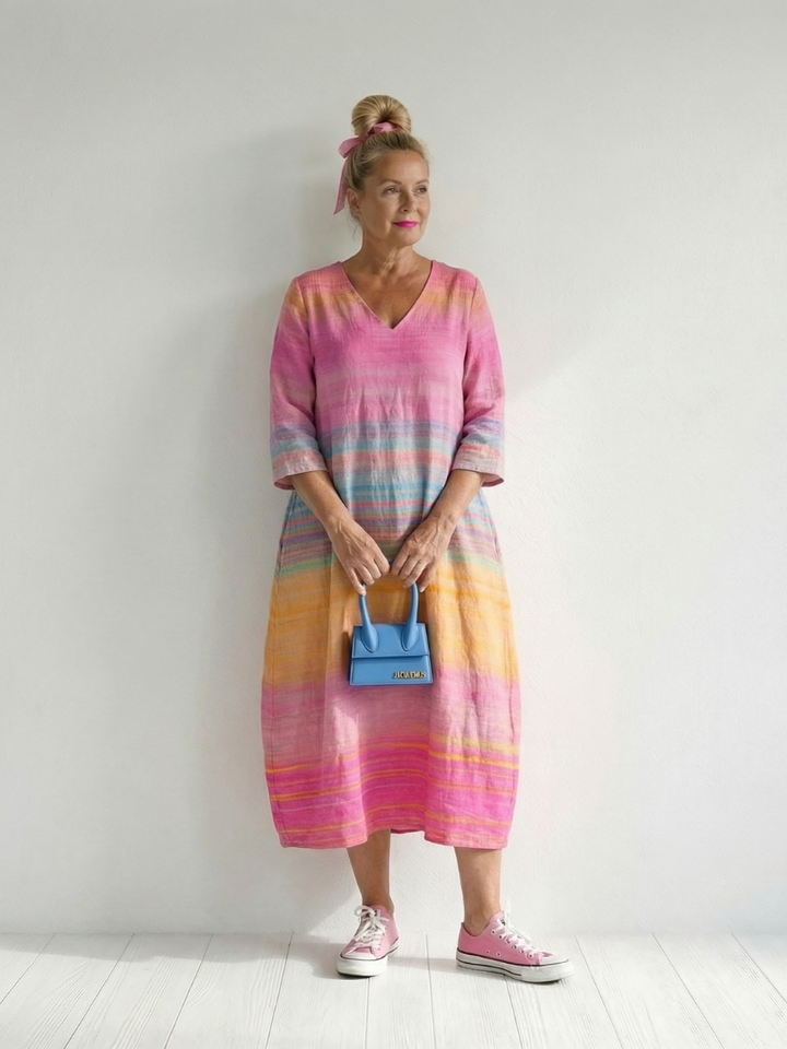 Blake | Gradient Stripe Midi Dress for Effortless Style