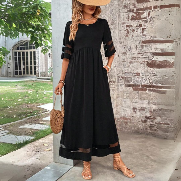 Aubrey™ – Elegant Midi Dress with Tummy-Smoothing Design