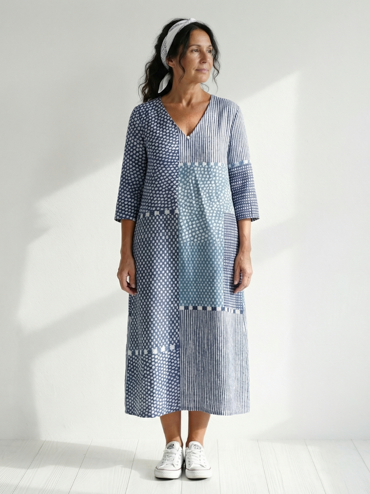 Nolan | Patchwork Midi Dress with a Flattering Fit