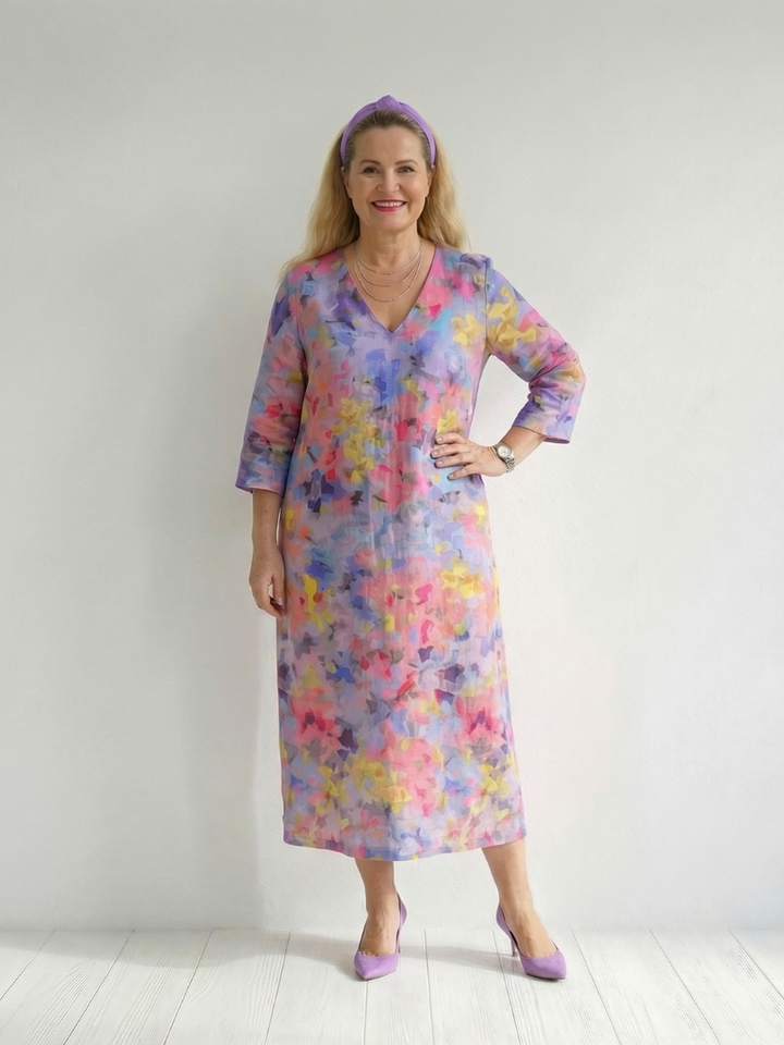 Benson | Midi Dress with Abstract Floral Design