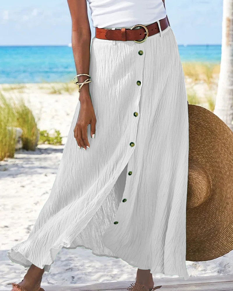 Syndy - Fluid Button Skirt