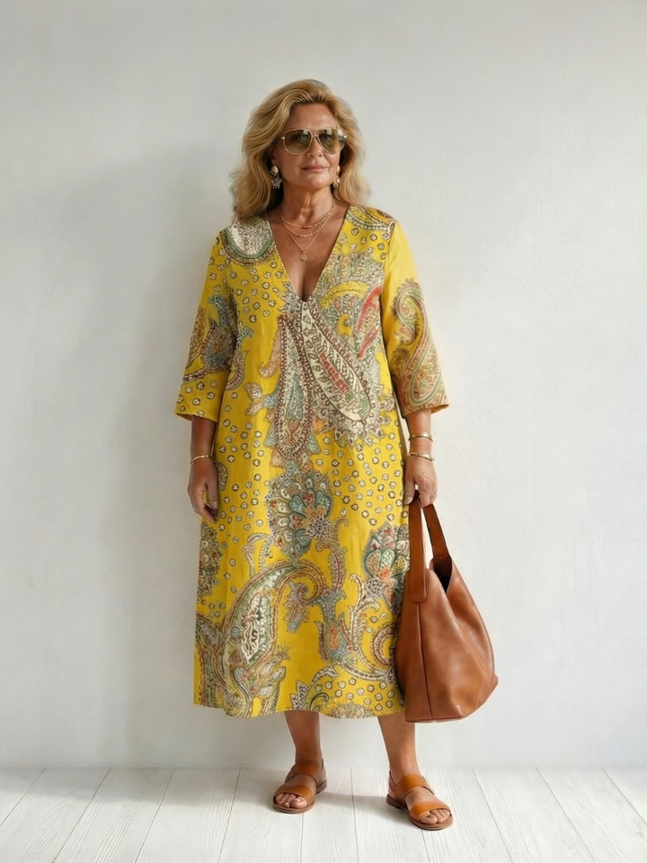 Rowan | Elegant Paisley Midi Dress