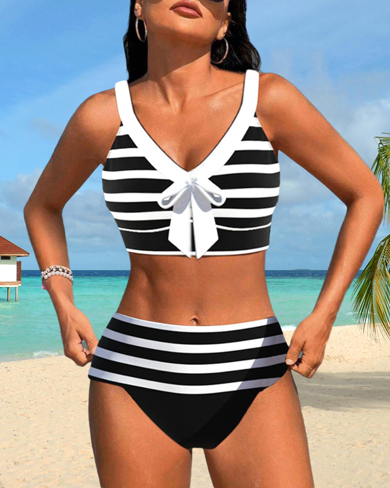 Lula - Striped High-Cut Bikini