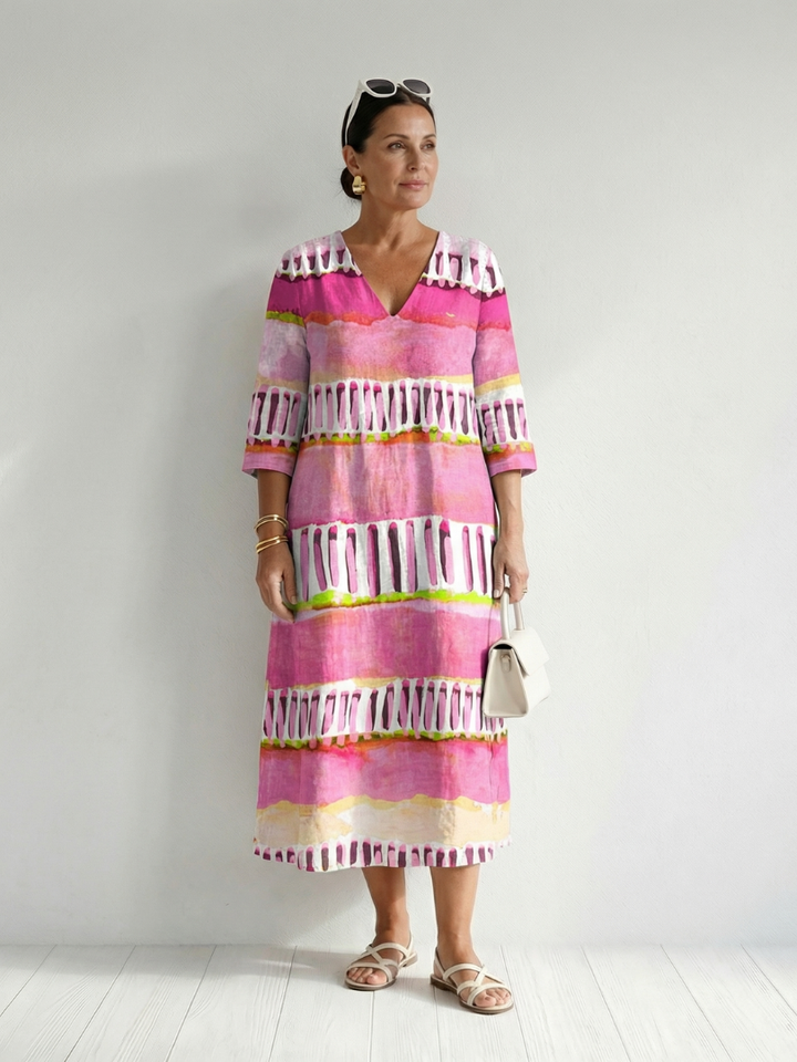 Calla | Effortless Striped Midi Dress with Flowing Design