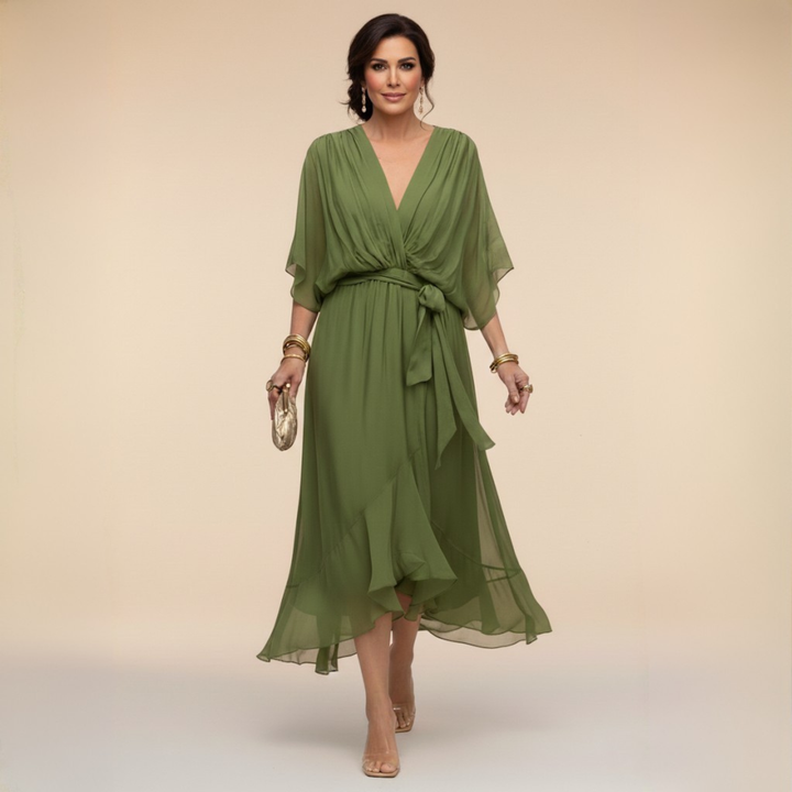Sarah | Sandra V-Neck Chiffon Dress