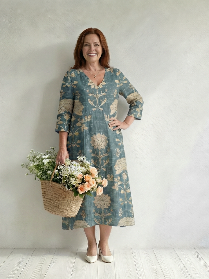 Skye | Delicate Floral Midi Dress with Soft Silhouette