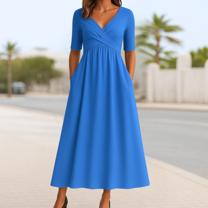 Monique™ | Short Sleeve Crossed Dress Beach