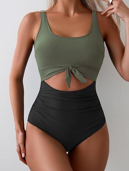 Tie-Front Tummy-Control One-Piece