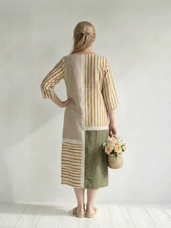 Soren | Striped Midi Dress in Light Tones