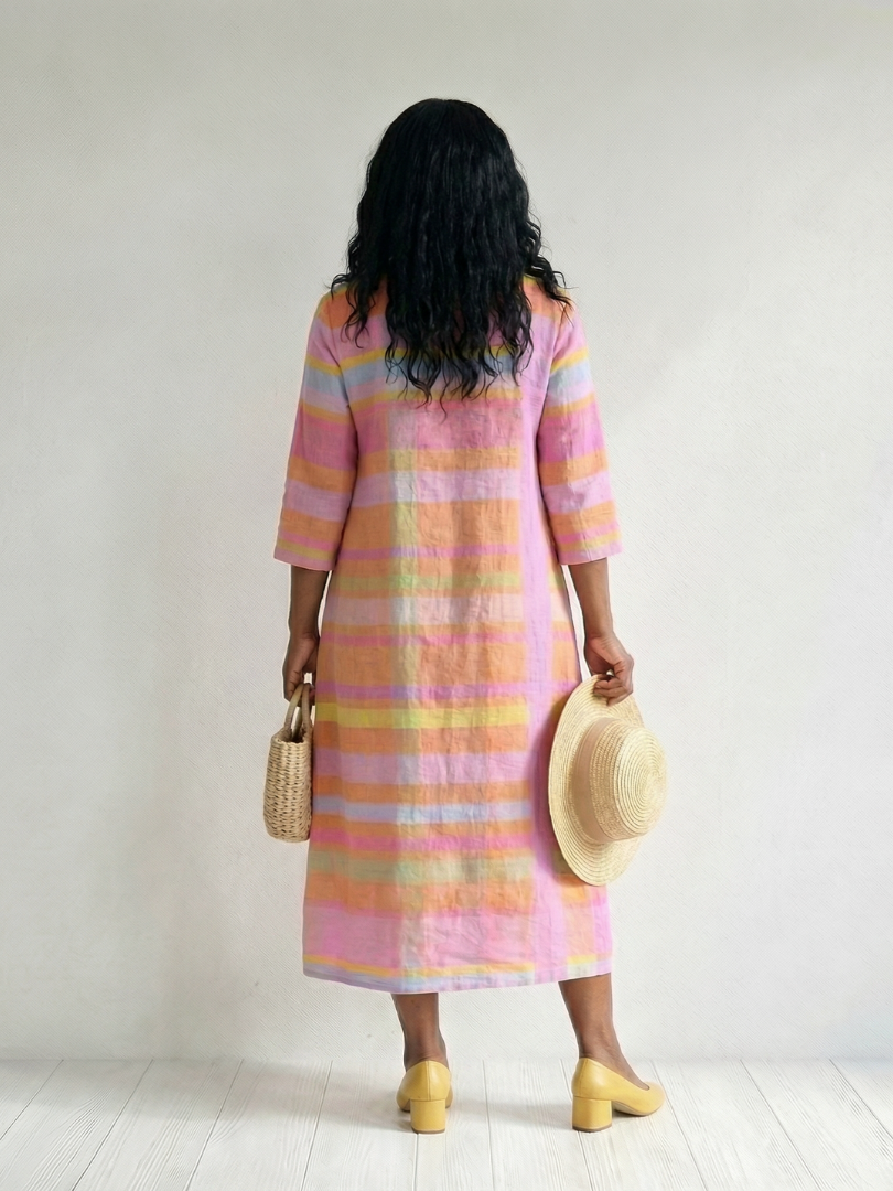Tessa | Effortless Stripe Midi Dress with Drape Detail