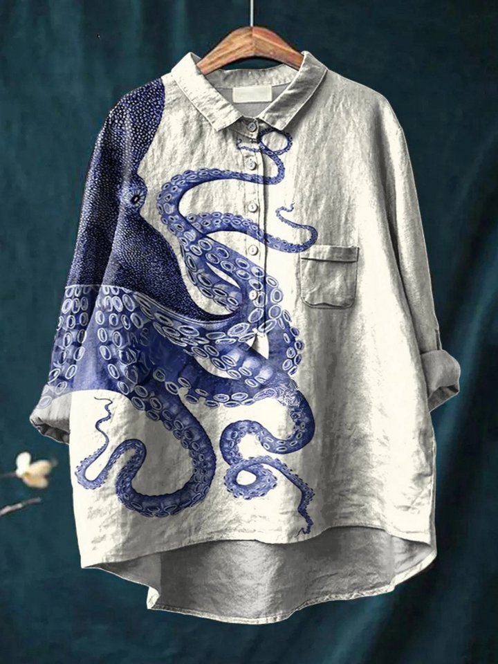 Elissa | Women's Casual Shirt Featuring Deep Sea Octopus Tentacle Art Print
