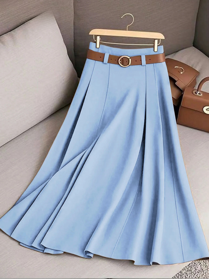 Women's Solid High-Waist A-Line Casual Skirt