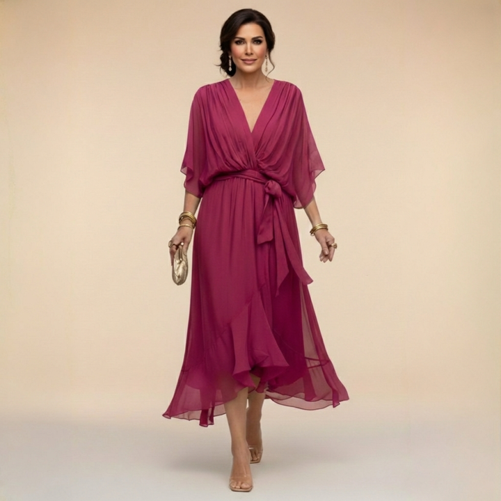 Sarah | Sandra V-Neck Chiffon Dress