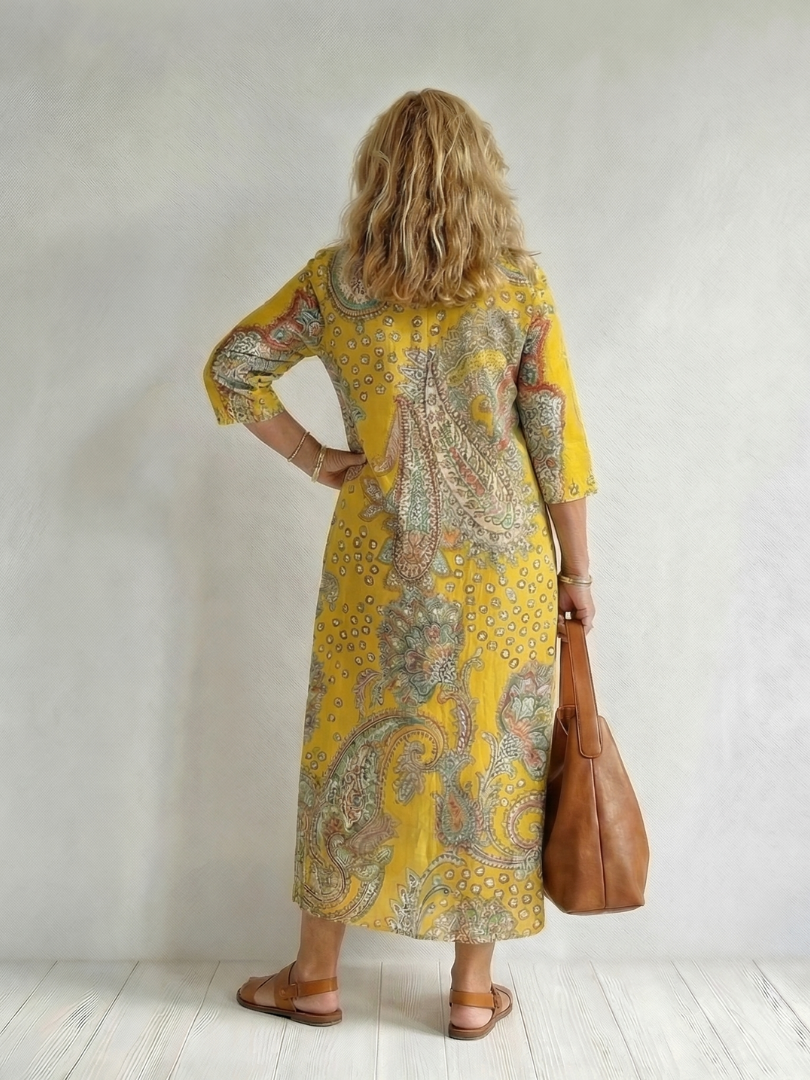 Rowan | Elegant Paisley Midi Dress