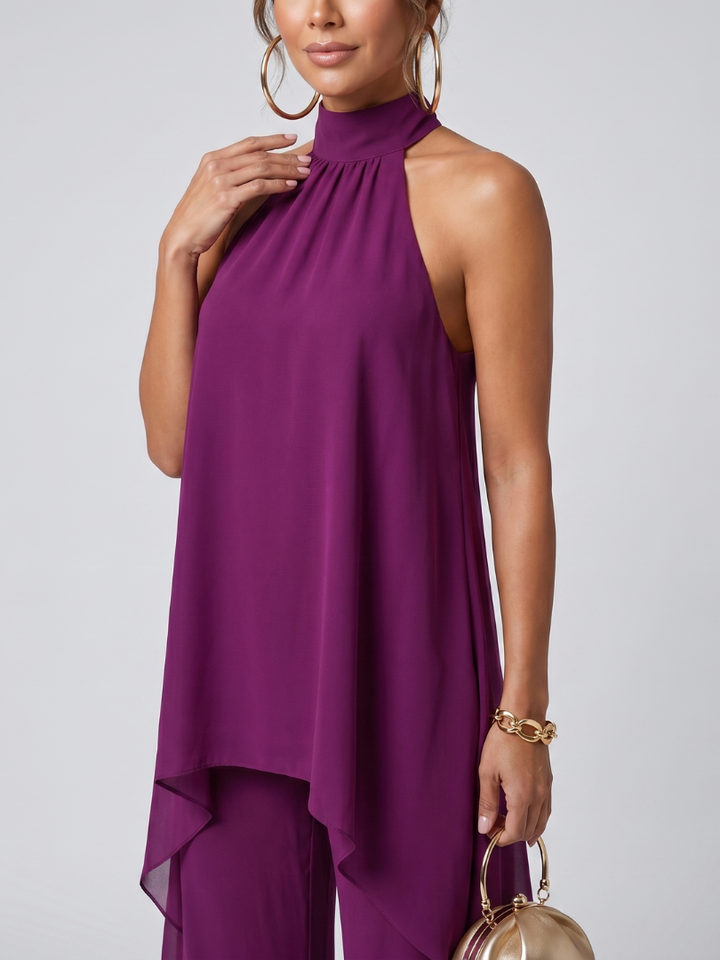 Zareen | Asymmetrical Tunic and Wide-Leg Pants Ensemble