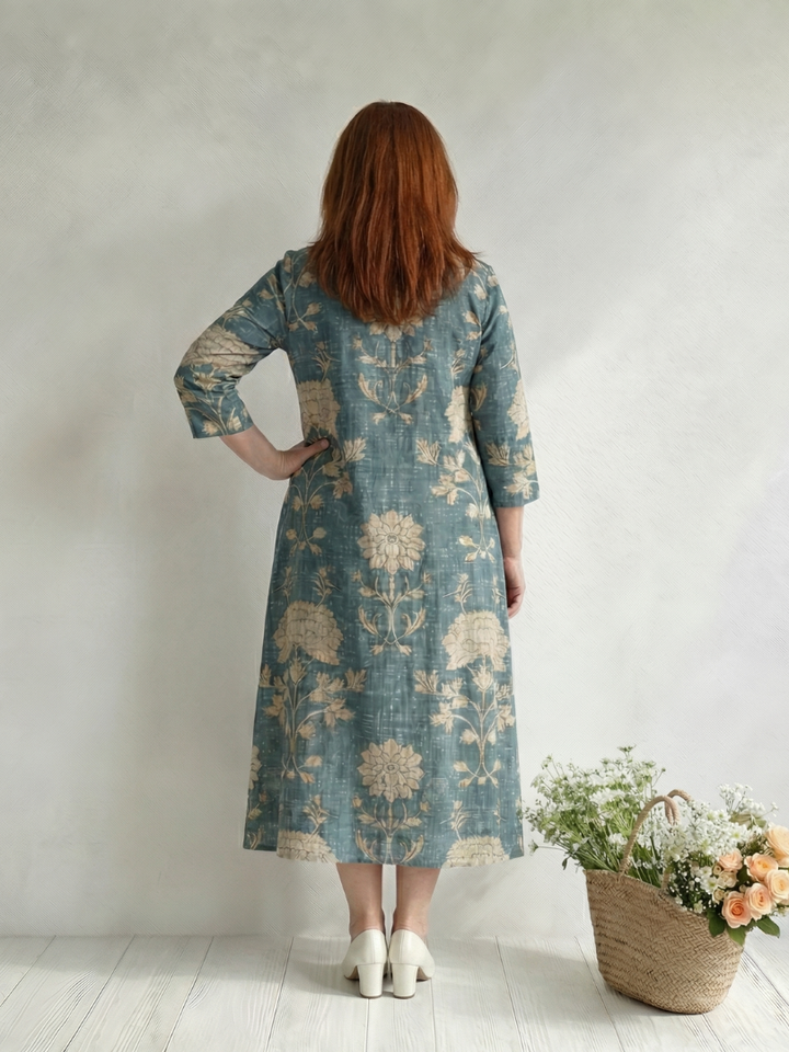 Skye | Delicate Floral Midi Dress with Soft Silhouette