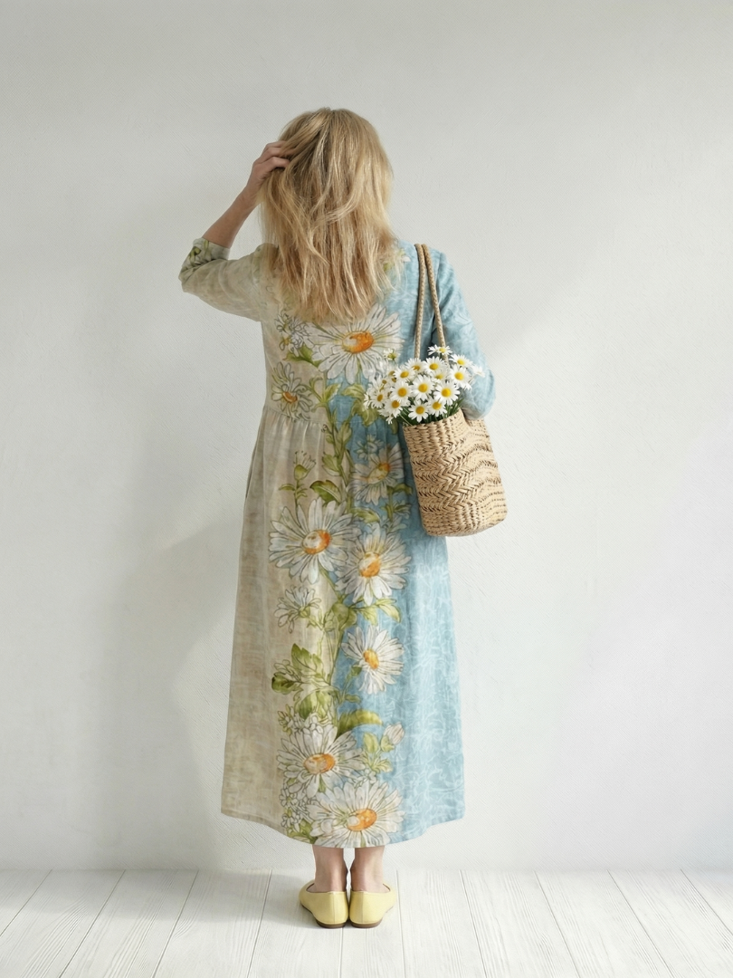 Elliot | Floral Midi Dress with Light Daisy Print