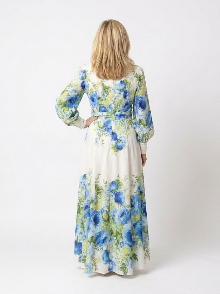 Harper | Floral Maxi Dress with Long Sleeves and Button Front