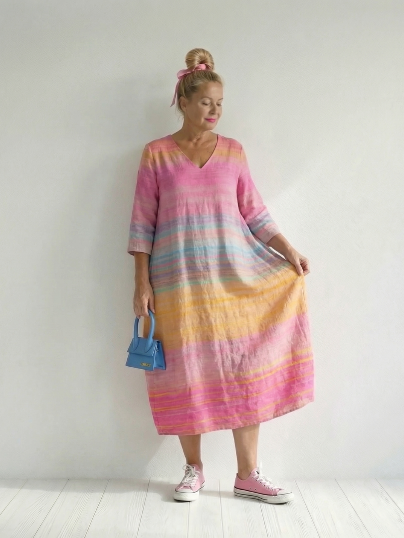 Blake | Gradient Stripe Midi Dress for Effortless Style