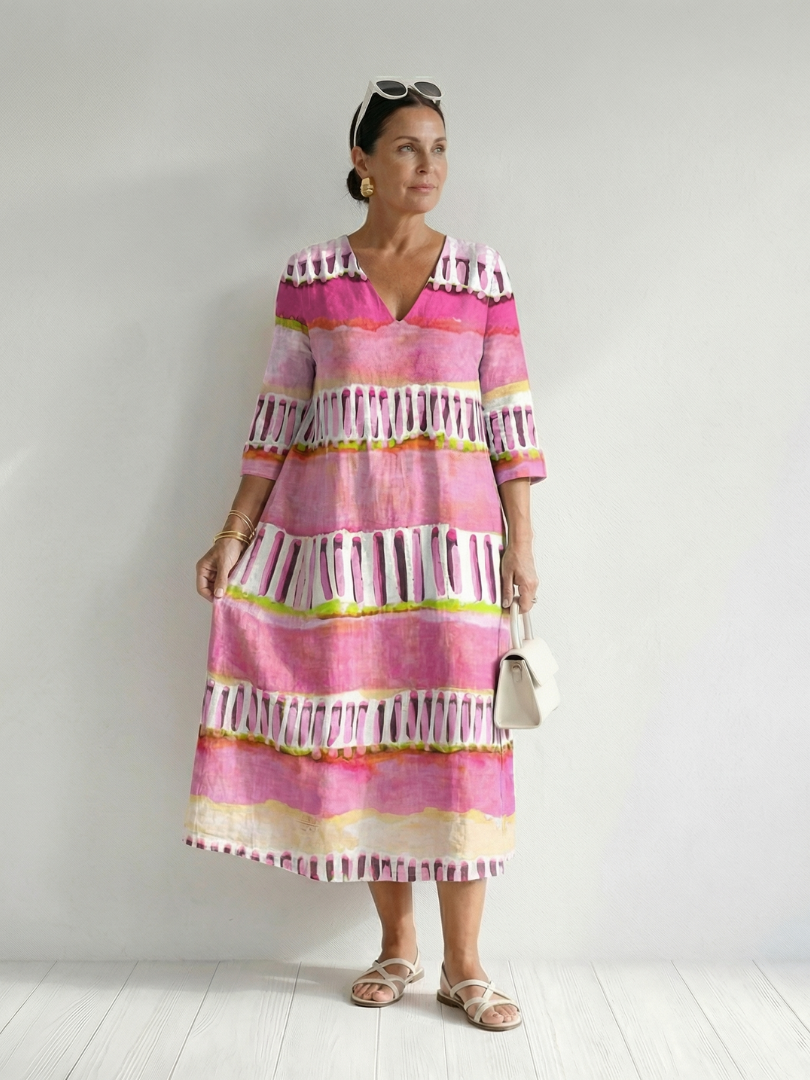 Calla | Effortless Striped Midi Dress with Flowing Design