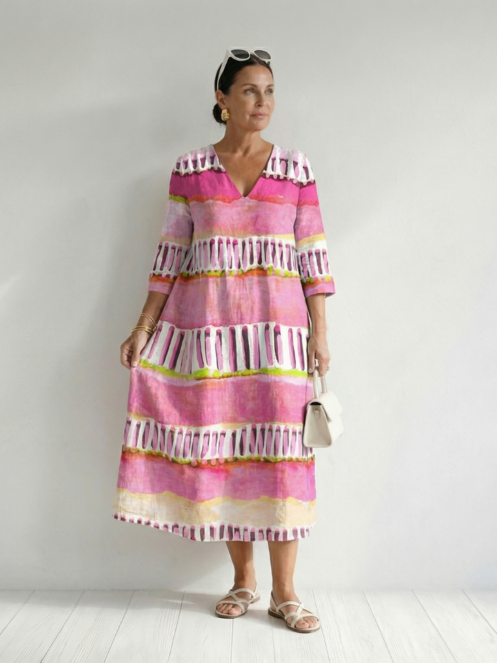Calla | Effortless Striped Midi Dress with Flowing Design