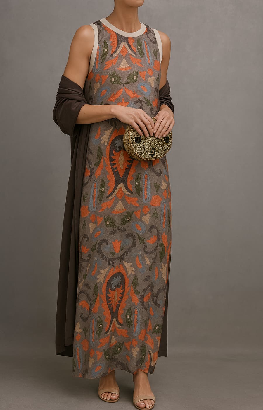 RAFFAELLA | Elegant Long Dress with Coordinated Shawl and Refined Line for Special Events