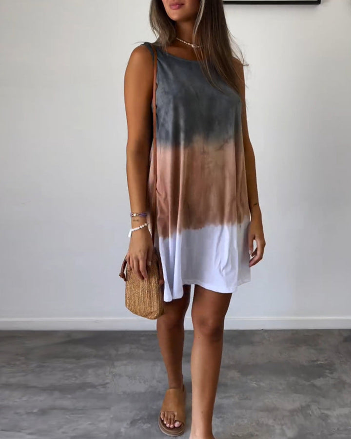 Josie - Mini Dress with Gradient Tie Dye Print