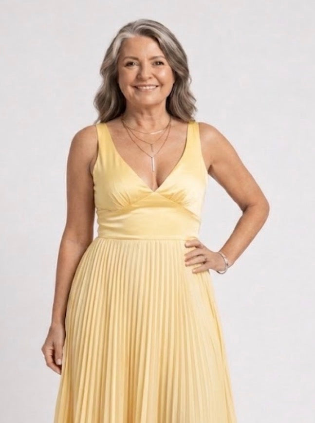 Stella & Grace™ | V-Neck Pleated Maxi Dress