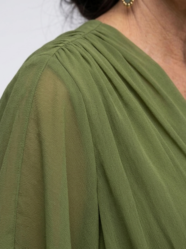 Elysia | Midi Dress with V-Neck and Draped Waist Tie