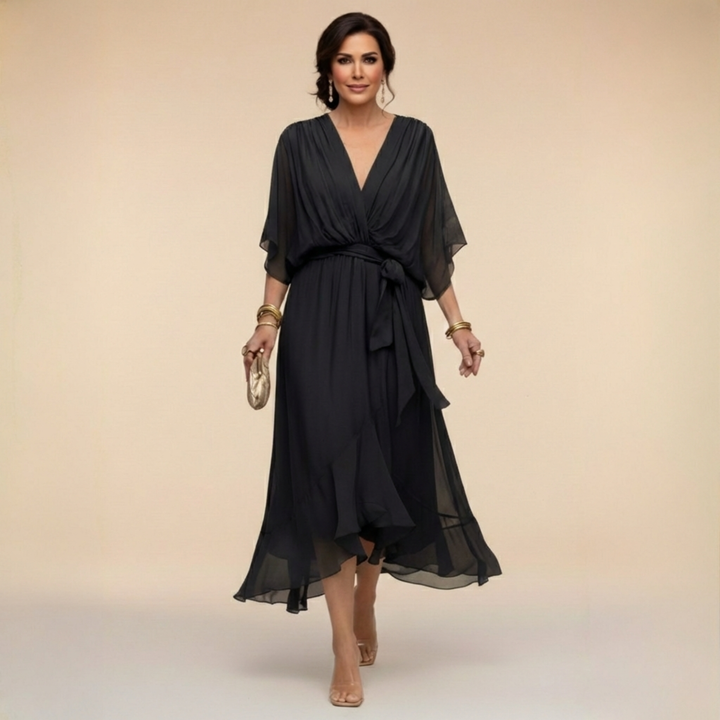 Sarah | Sandra V-Neck Chiffon Dress