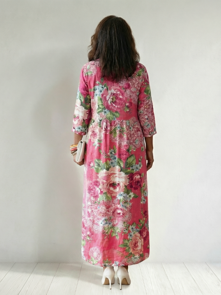 Freya | Midi Dress with Garden Bloom Print