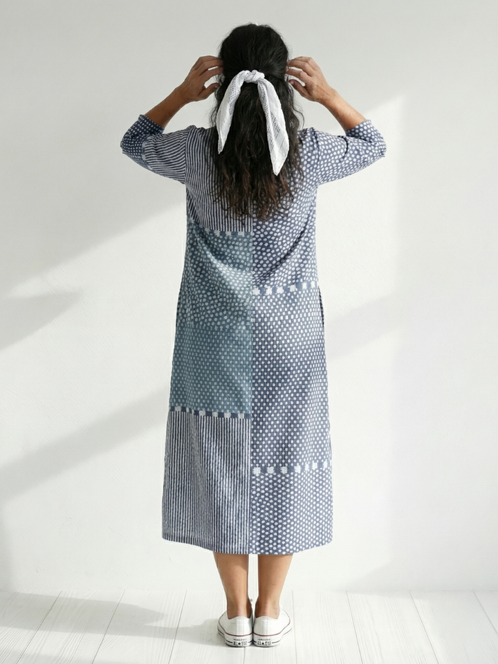 Nolan | Patchwork Midi Dress with a Flattering Fit