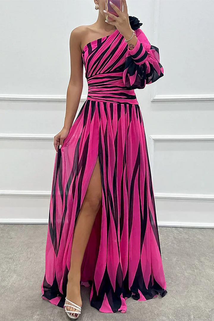 Stella & Grace™ | Chic One-Shoulder Striped Maxi Dress