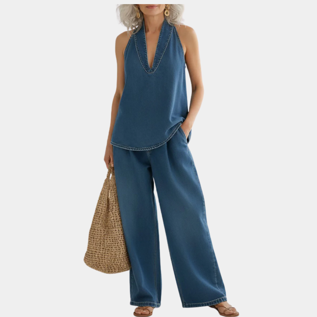 Ivy | Soft Vintage Washed Denim-Inspired Two-Piece Set