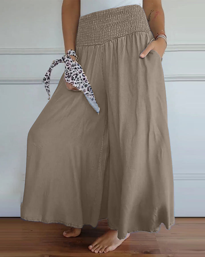 Reina - Comfy Wide-Leg Trousers Beach
