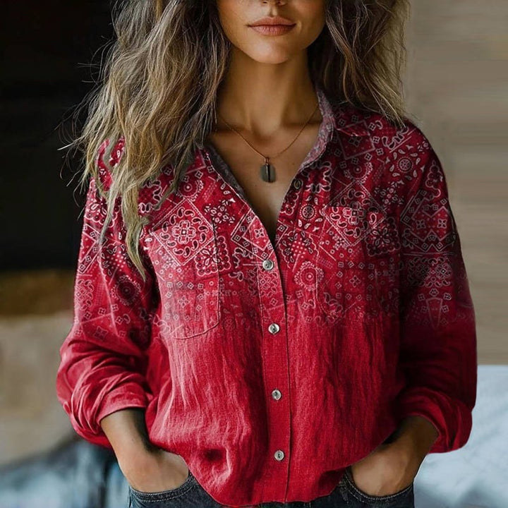 Retro Style Printed Blouse