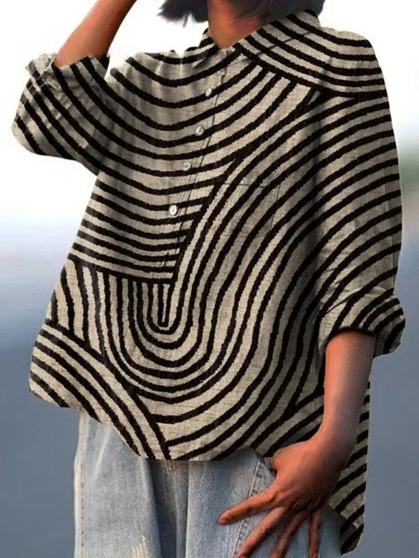 Cecelia | Women's Casual Shirt with Circular Line Pattern Print