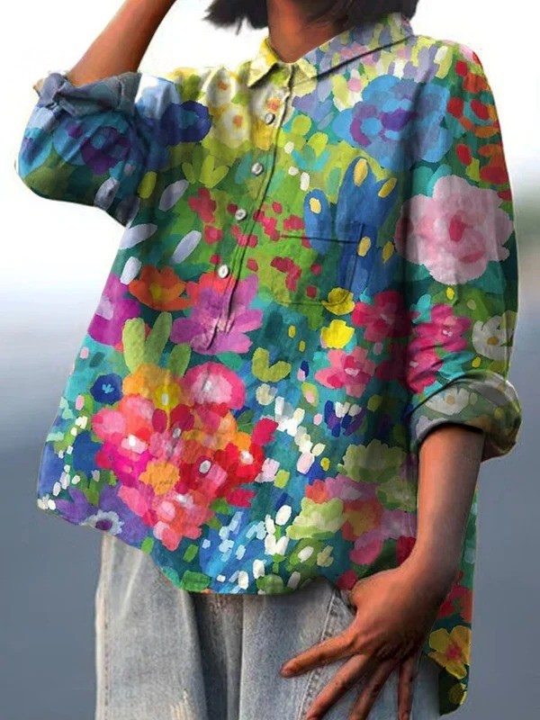Jasimne | Women's Vintage Floral Art Print Casual Shirt
