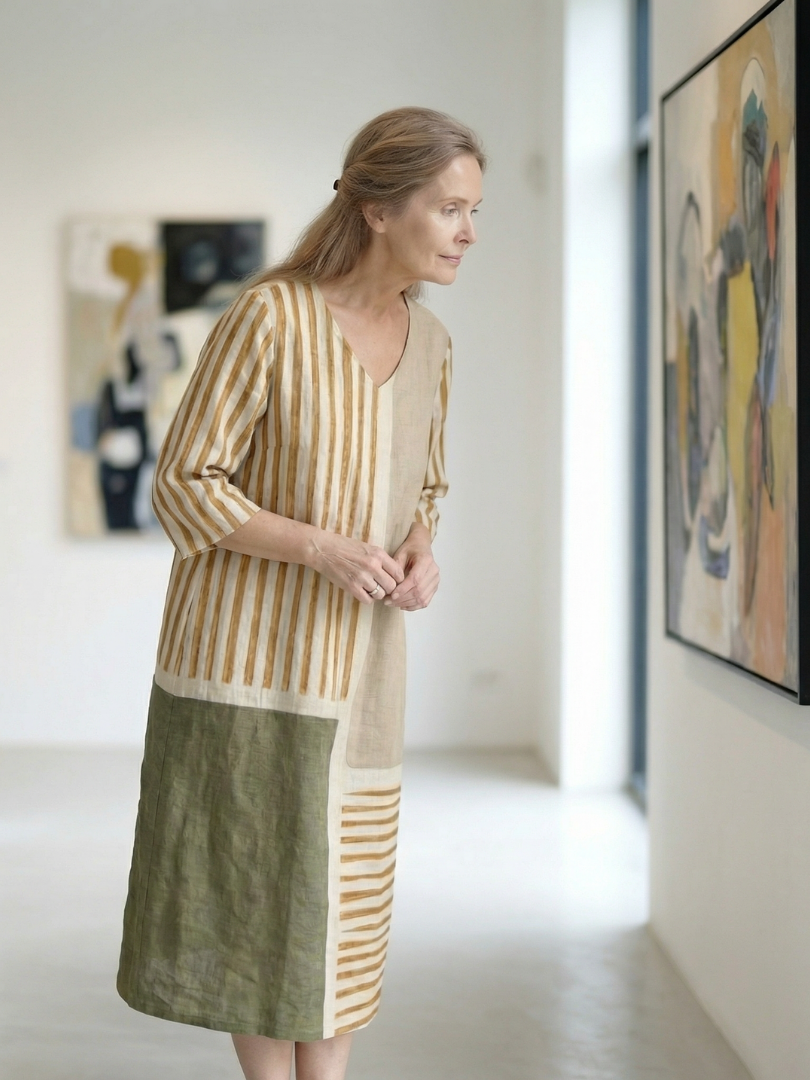 Soren | Striped Midi Dress in Light Tones