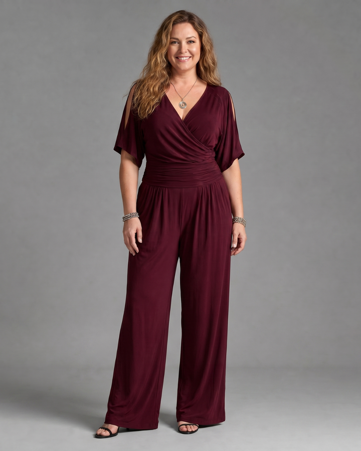 Nyxara | Relaxed Jumpsuit with Cold Shoulder and Wrap Waist