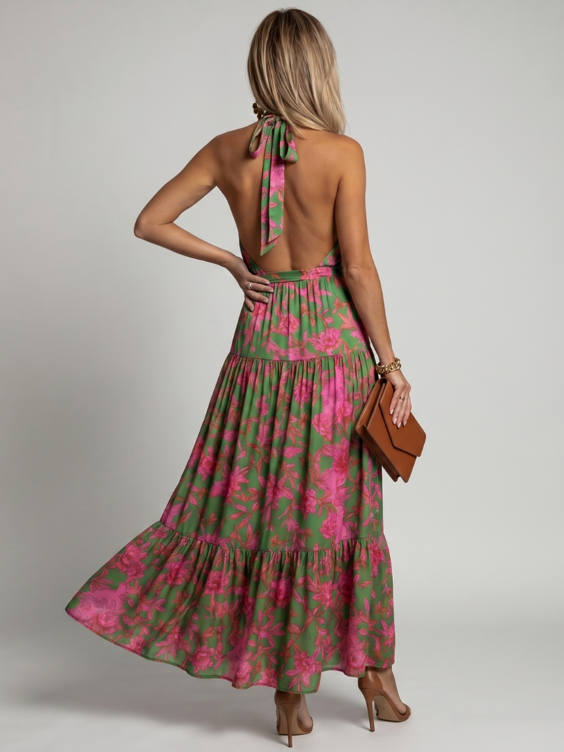 Rowen | Flowing Halter Midi Dress