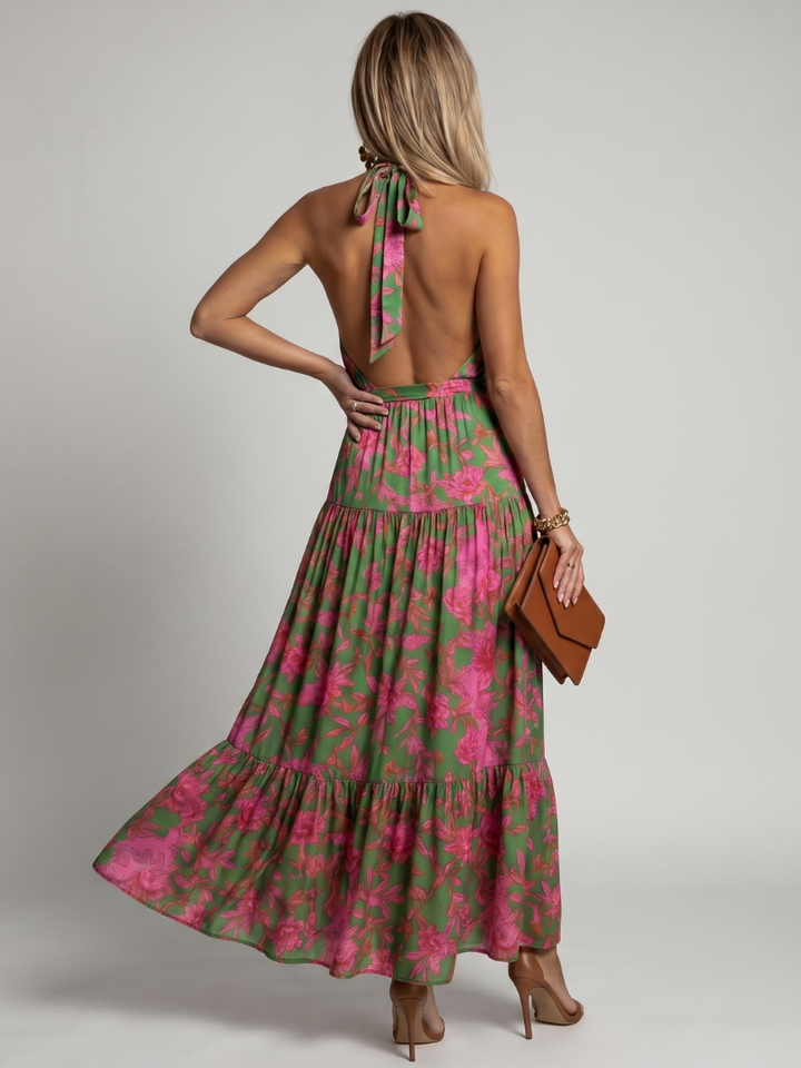 Rowen | Flowing Halter Midi Dress