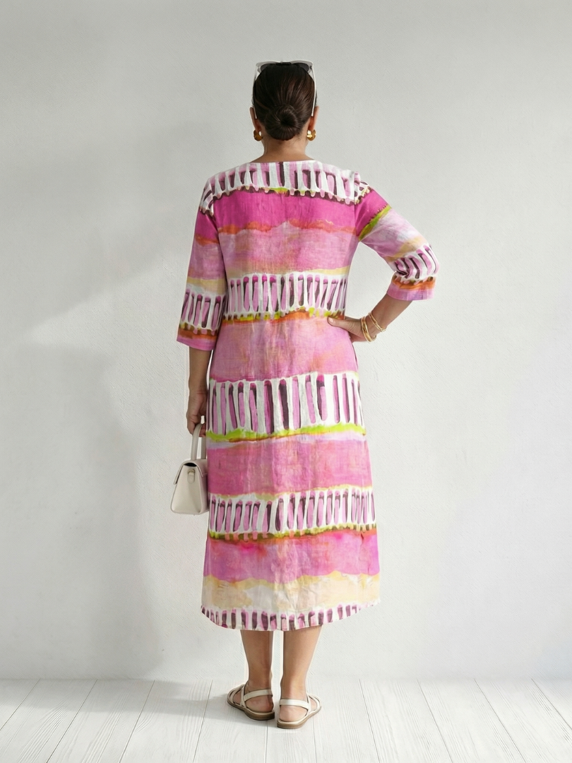 Calla | Effortless Striped Midi Dress with Flowing Pattern