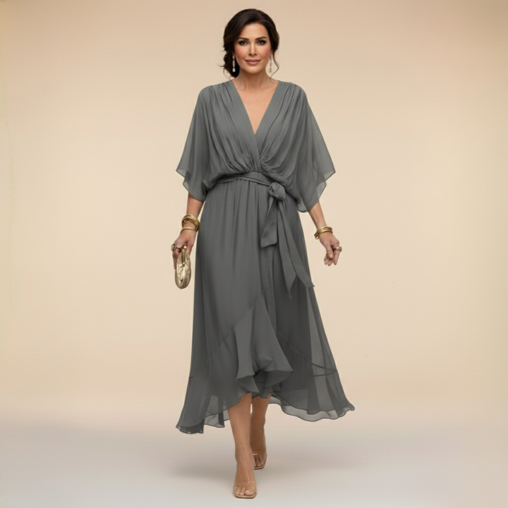 Sarah | Sandra V-Neck Chiffon Dress